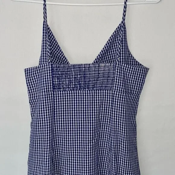 NWT RAILS Maeve Fluted Seersucker Womens Navy Gingham Midi Dress size Medium - Picture 4 of 9